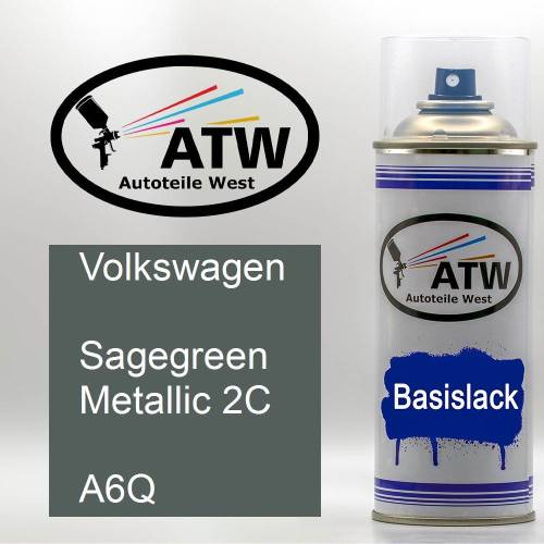 Volkswagen, Sagegreen Metallic 2C, A6Q: 400ml Sprühdose, von ATW Autoteile West.